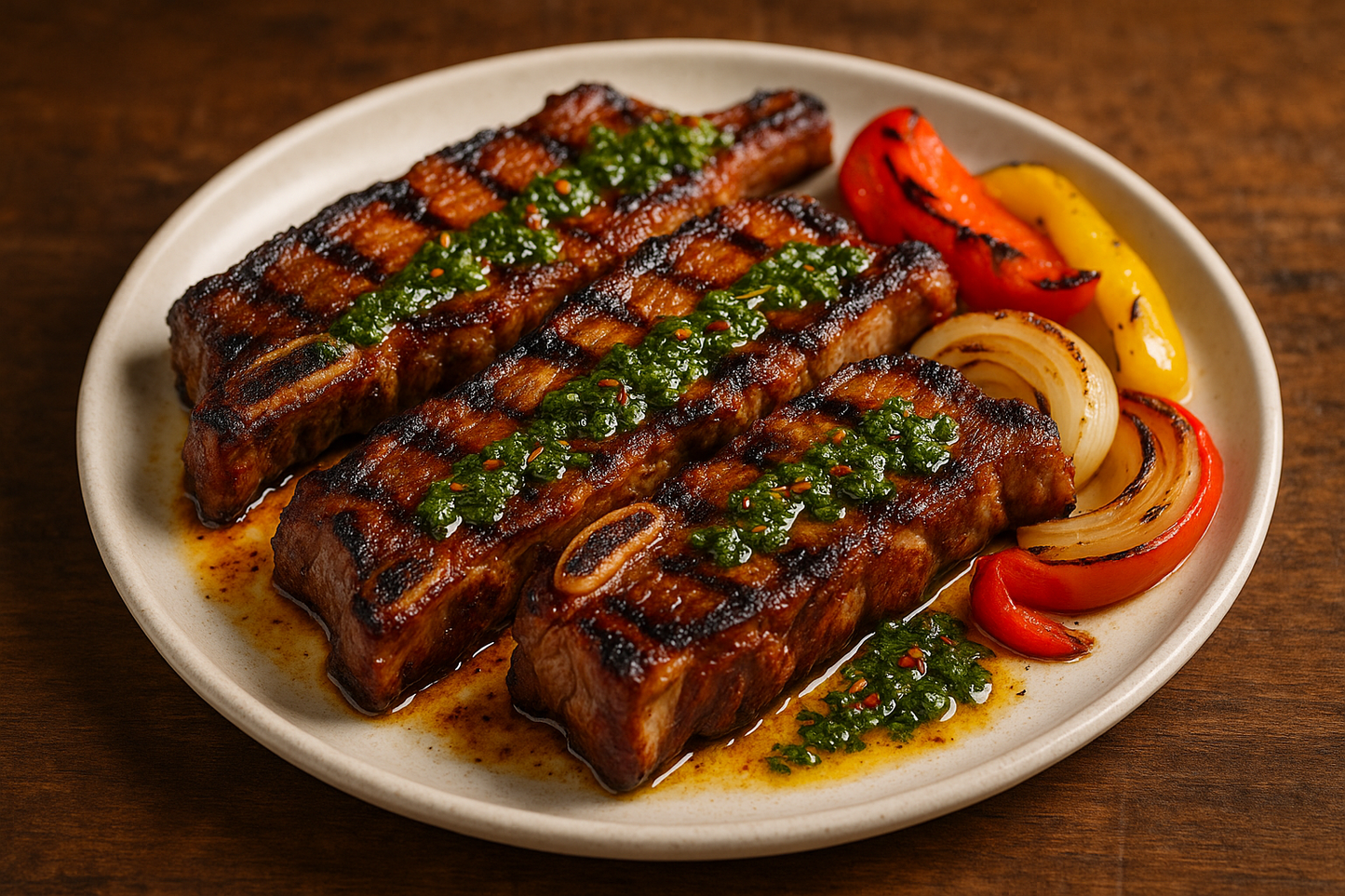 asado de tira en un plato